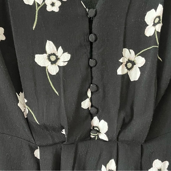 Elodie | Black Floral Cherry Blossom Peplum V-Neck Blouse, Medium - Picture 3 of 6